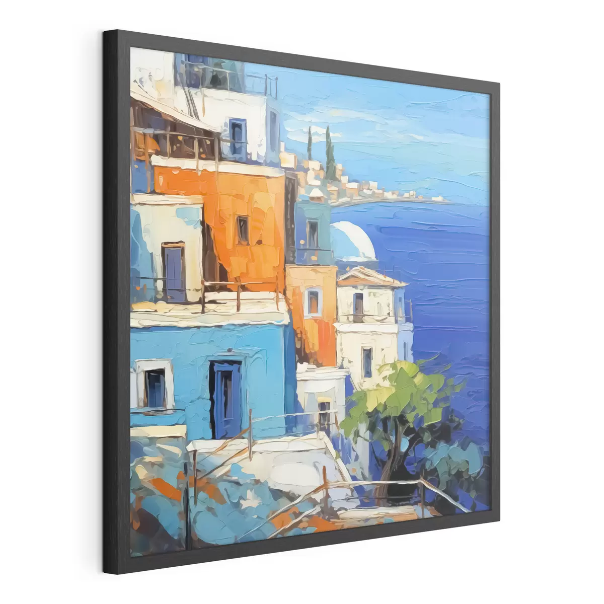 Poster Casas junto al mar imitación de trazos de pintura f42899