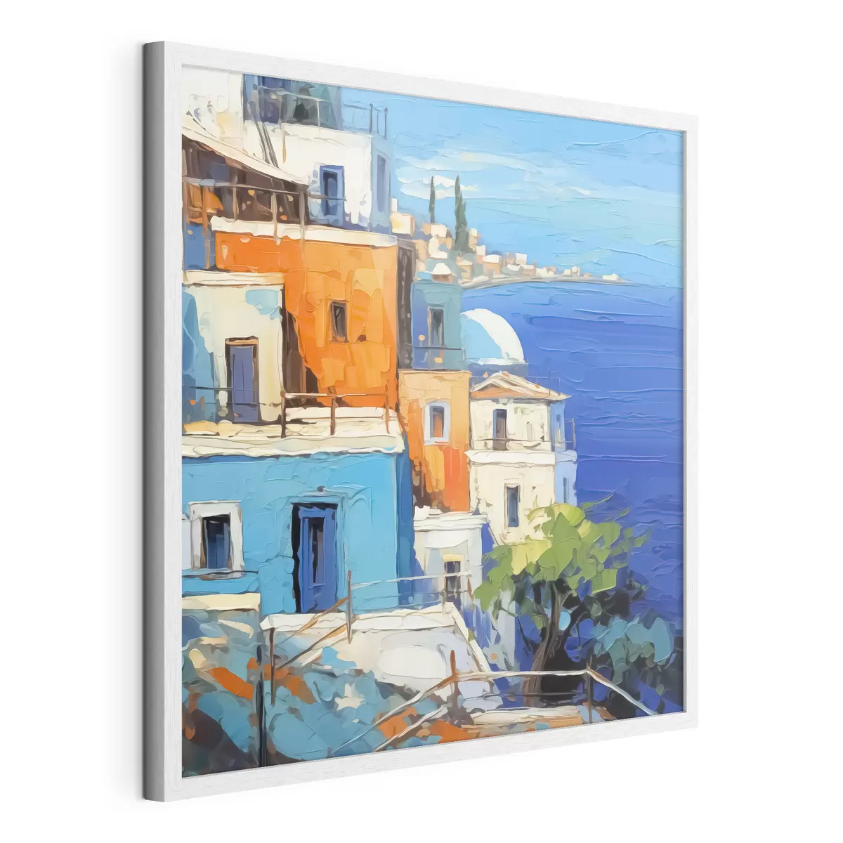 Poster Casas junto al mar imitación de trazos de pintura f42899