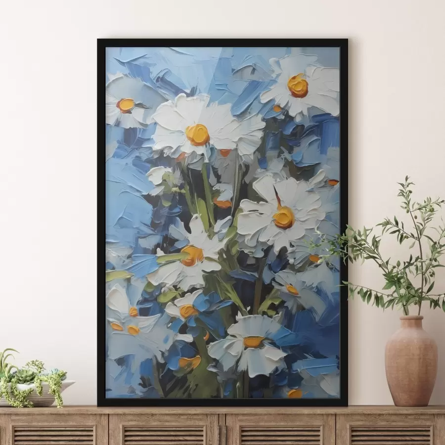 murales de pared Margaritas abstractas imitación de pinceladas f42902