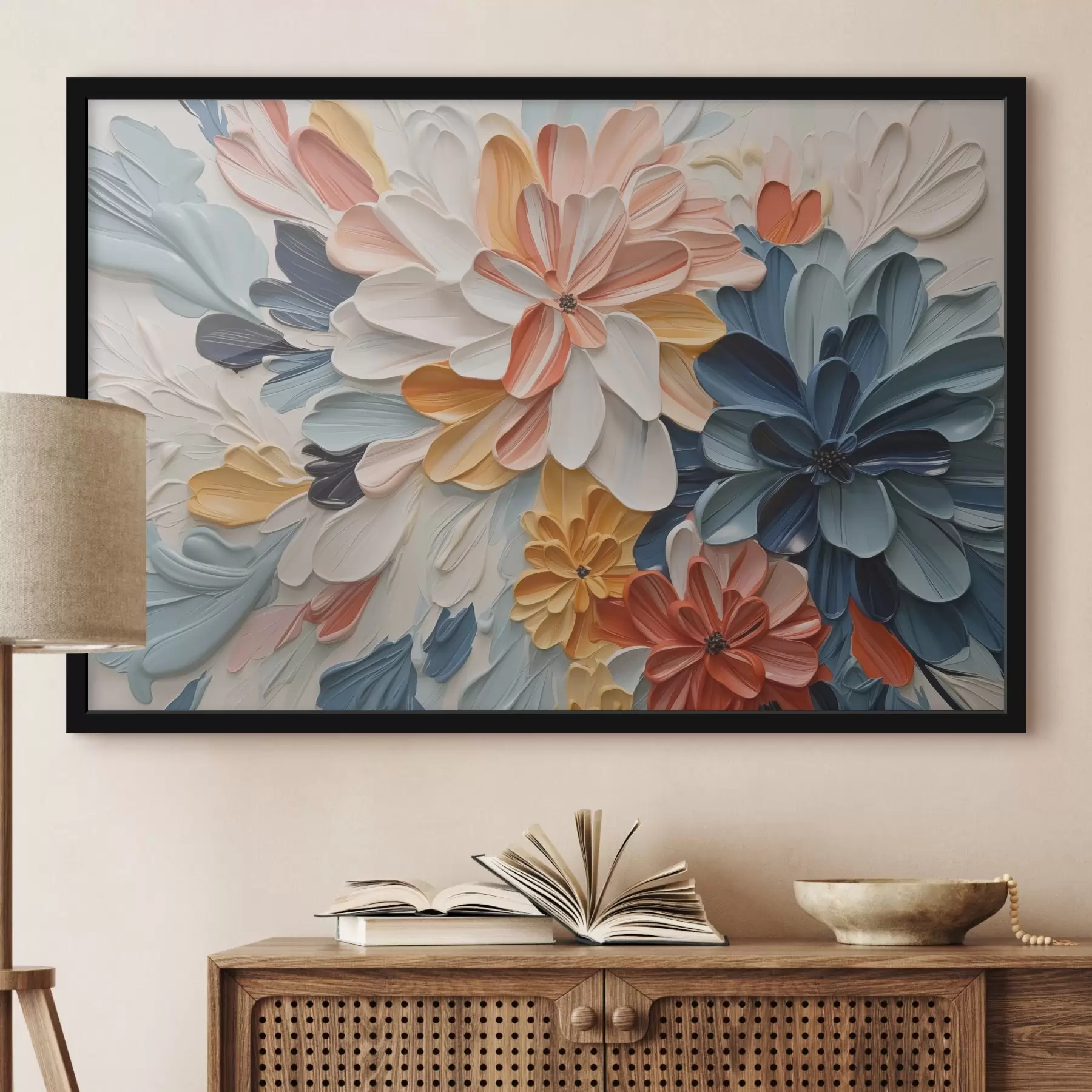 murales de pared Flores imitación de trazos de pintura f42907