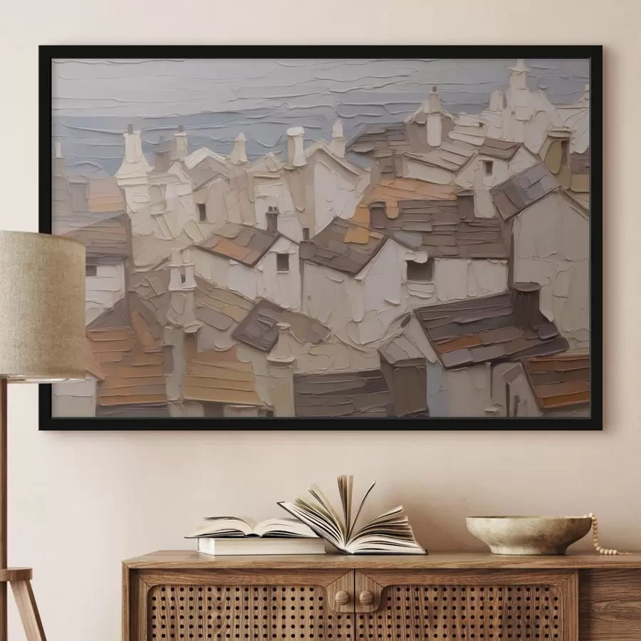 murales de pared Tejados de casas imitación abstracta de pintura f42910