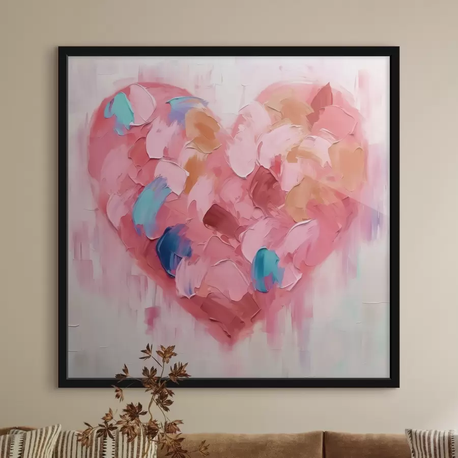 murales de pared Corazón abstracto imitación pinceladas f42911