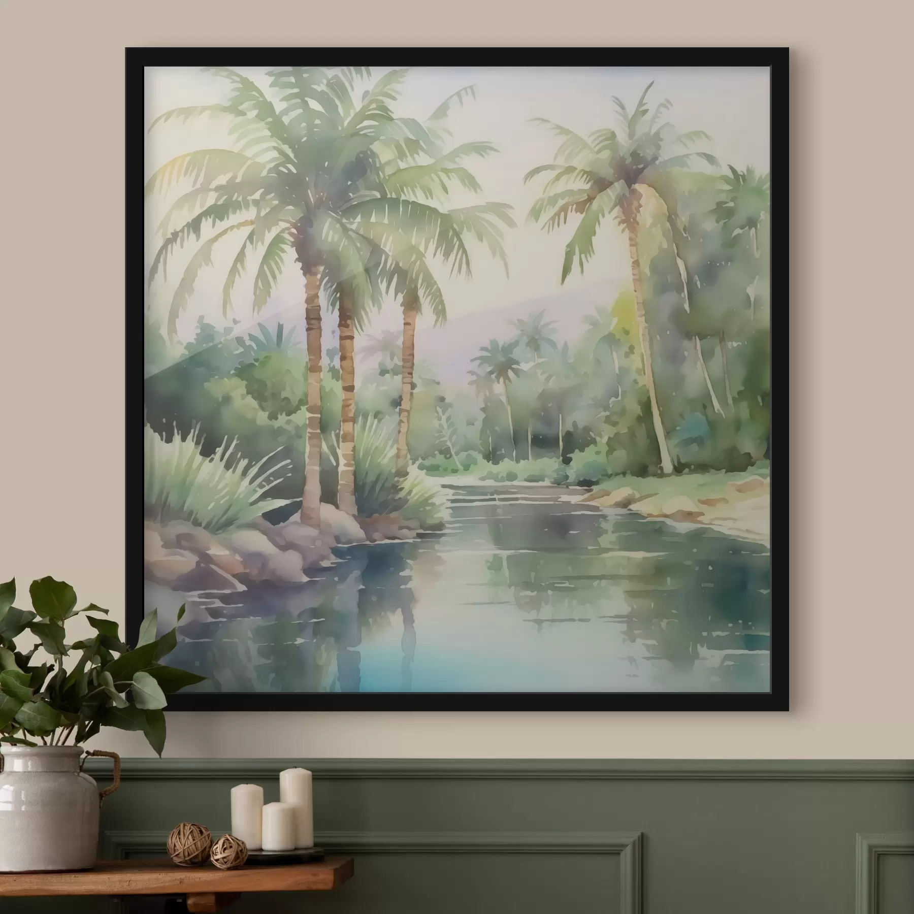 murales de pared Paisaje tropical imitación acuarela f42912