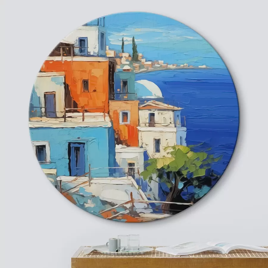 murales de pared Casas junto al mar imitación de trazos de pintura r42899