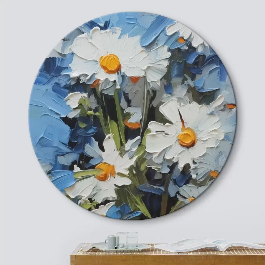 murales de pared Margaritas abstractas imitación de pinceladas r42902