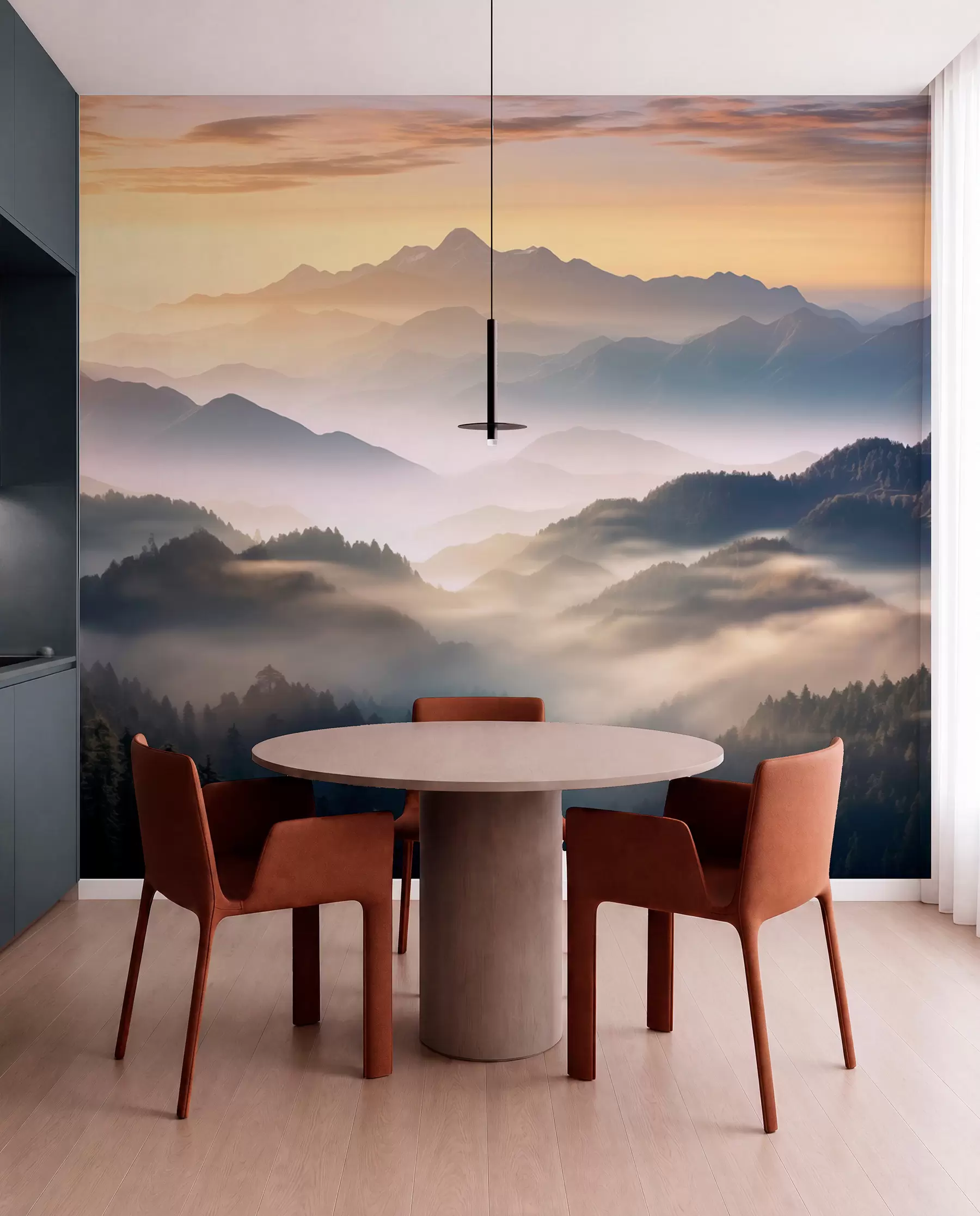 murales de pared Alba dorada en la montaña w08748