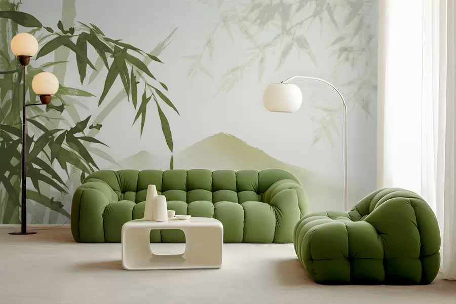 murales de pared Tallos y hojas de bambú para acuarela w03101