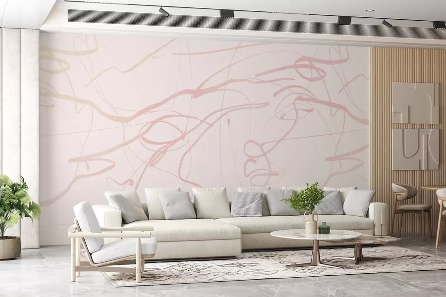 murales de pared Caras dibujadas con línea w08763