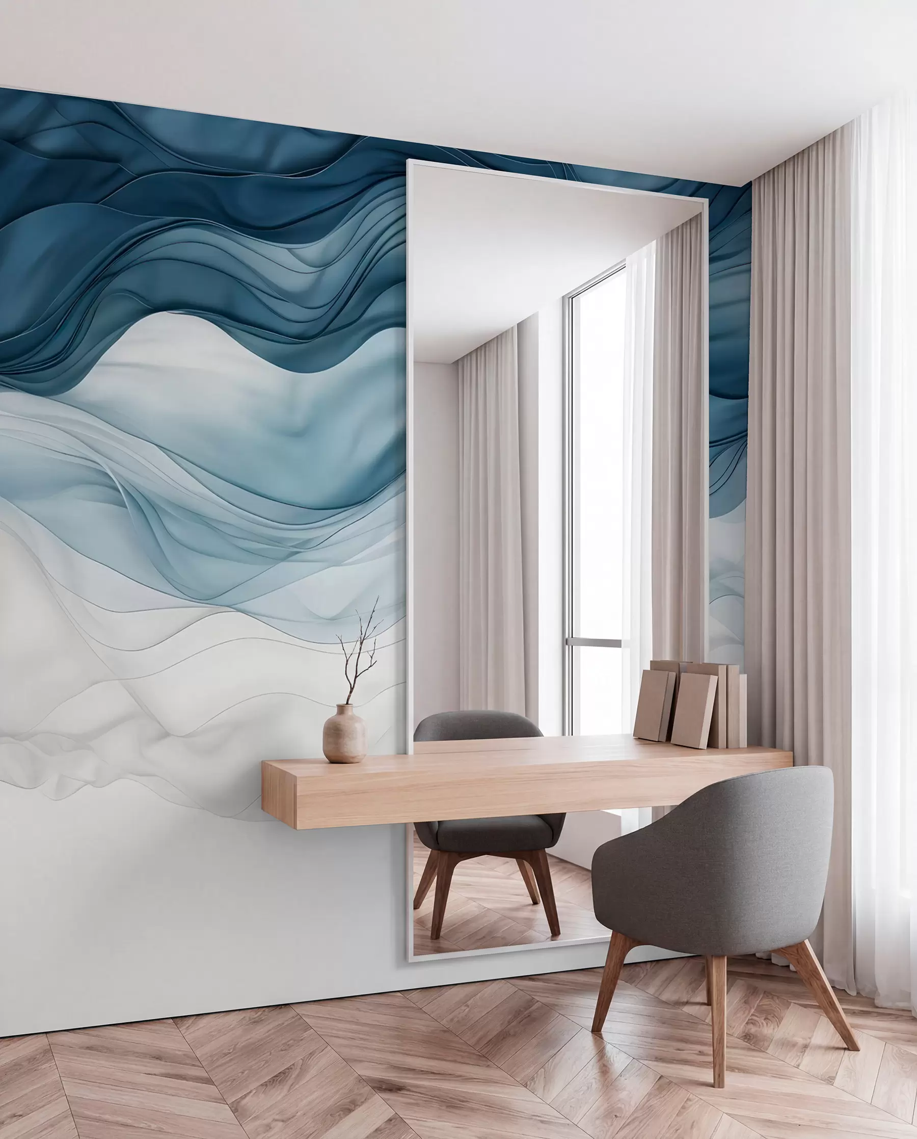 murales de pared Mareas en capas de azul w08775