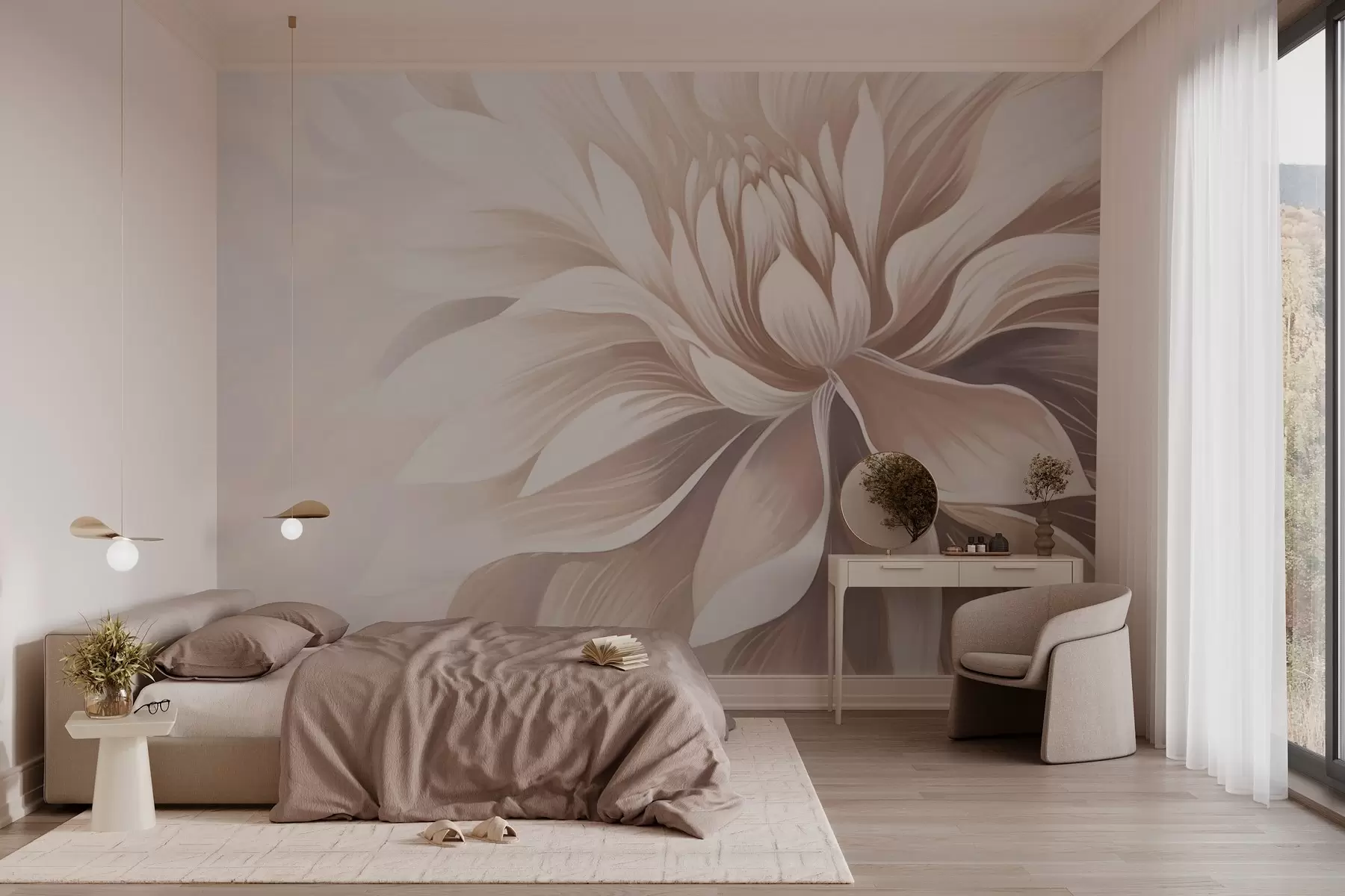 murales de pared Flor pastel de moda en niebla ligera w03128v1