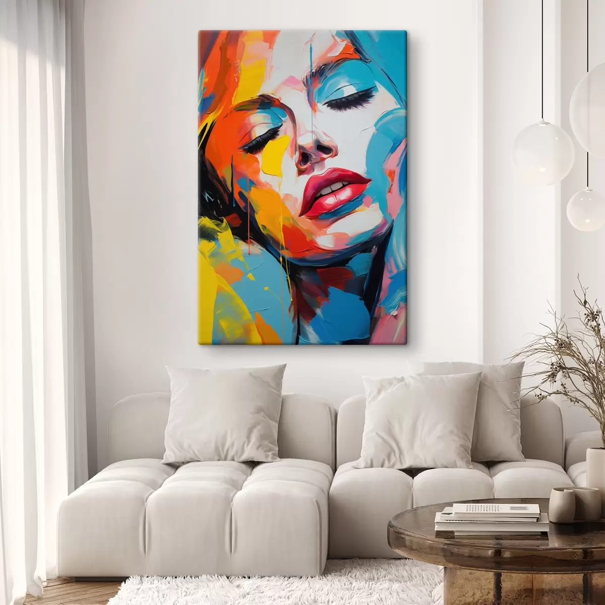 murales de pared Retrato abstracto de una mujer en colores expresivos s42935