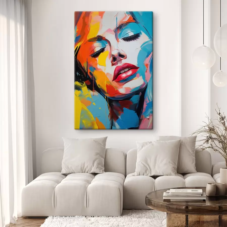 murales de pared Retrato abstracto de una mujer en colores expresivos s42935