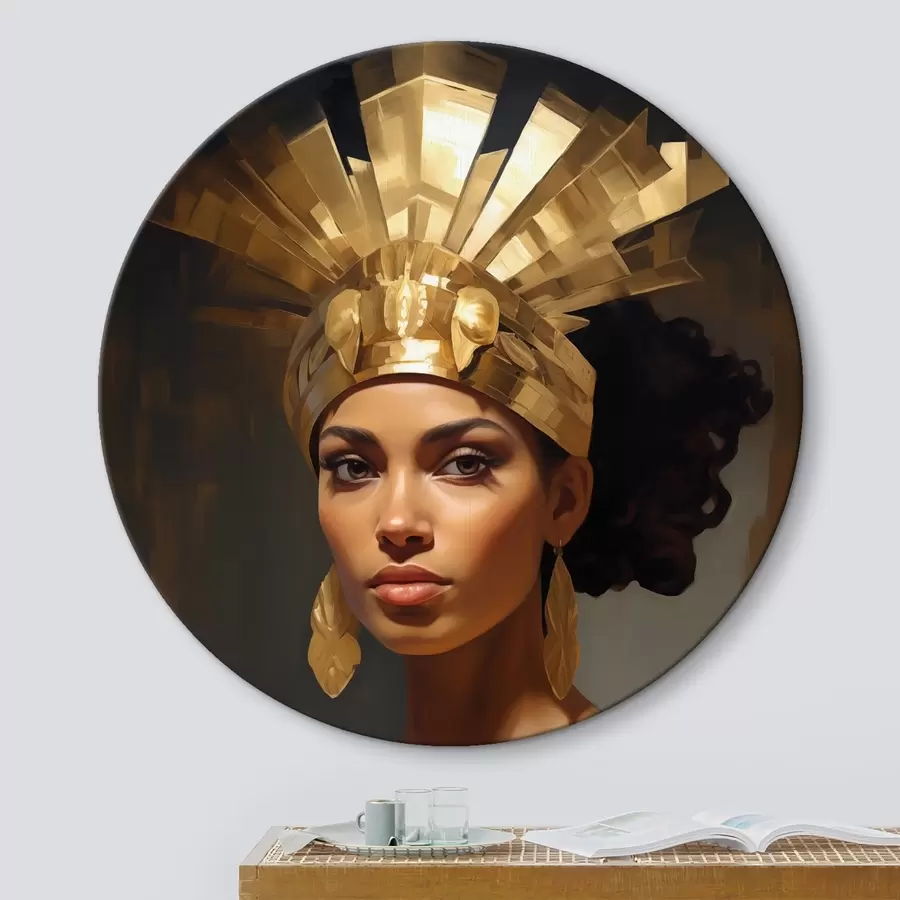 murales de pared Retrato de mujer con majestuoso tocado y adornos tradicionales r42931