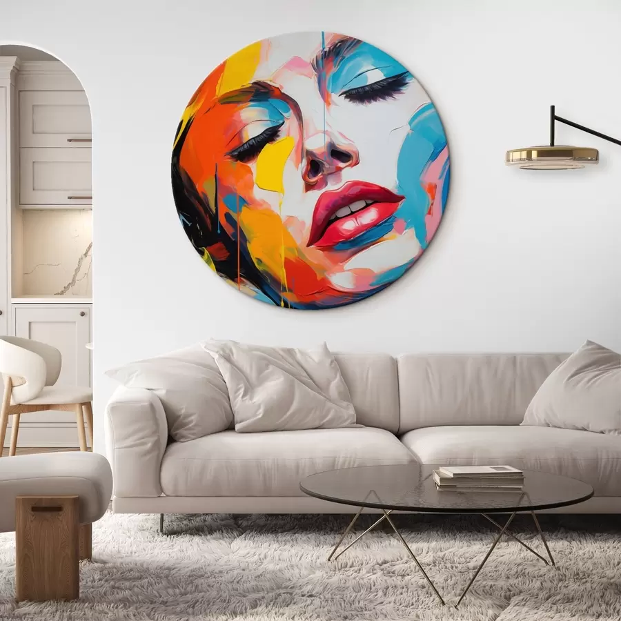 murales de pared Retrato abstracto de una mujer en colores expresivos r42935