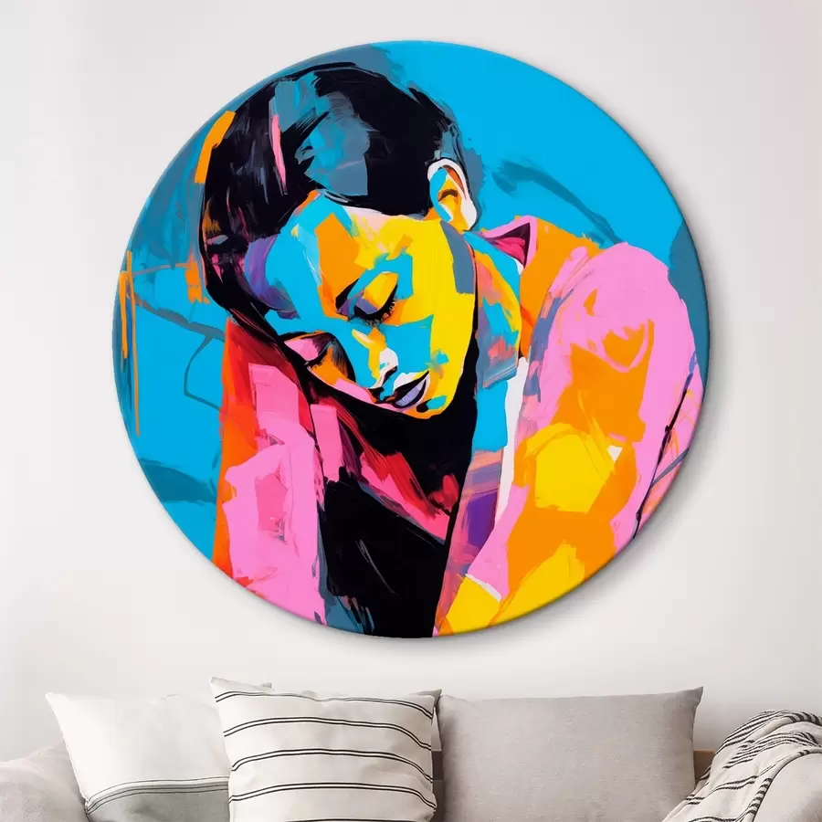 murales de pared Retrato abstracto de una persona pensativa en colores vibrantes r42936