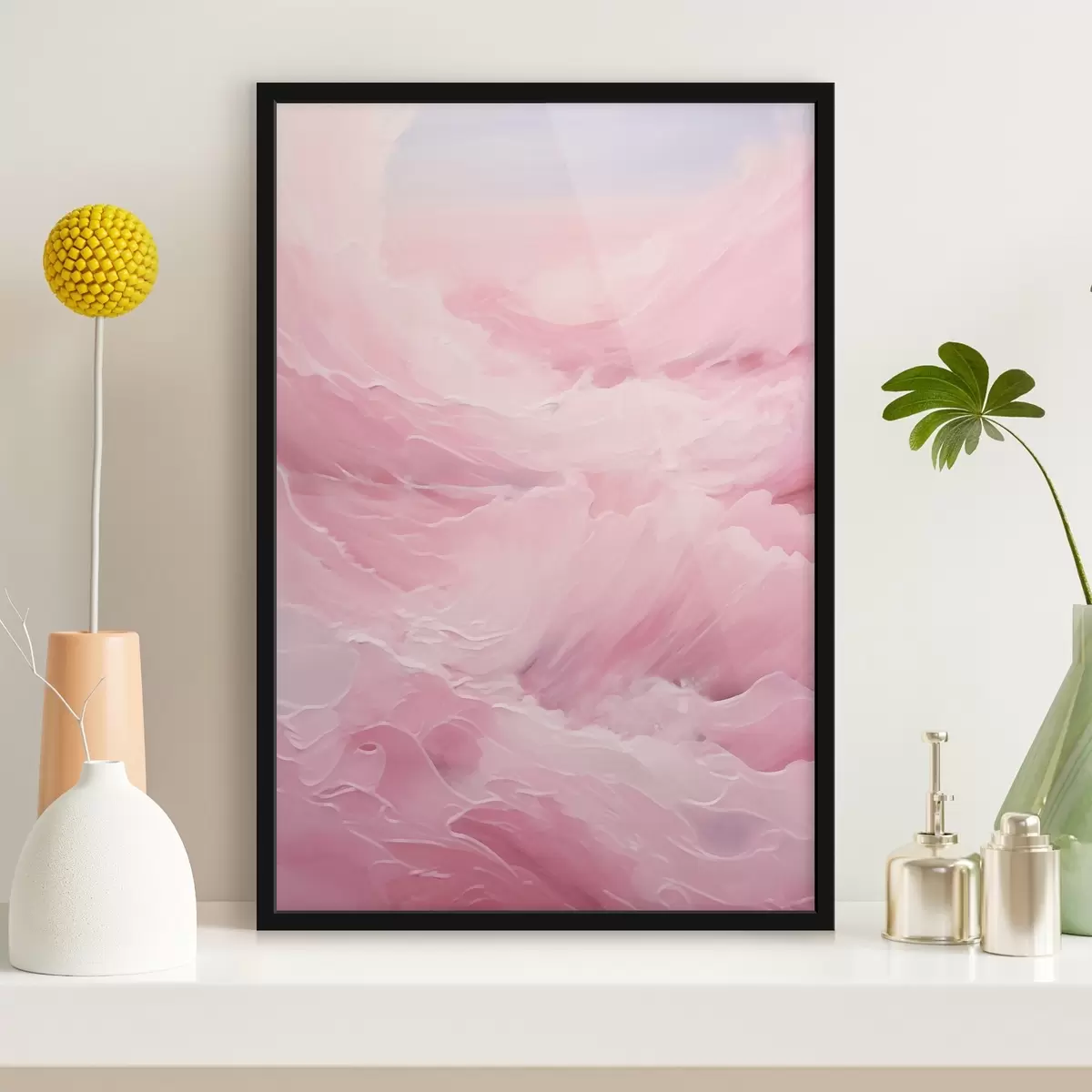 Poster Paisaje abstracto rosa con suaves formas onduladas f42929