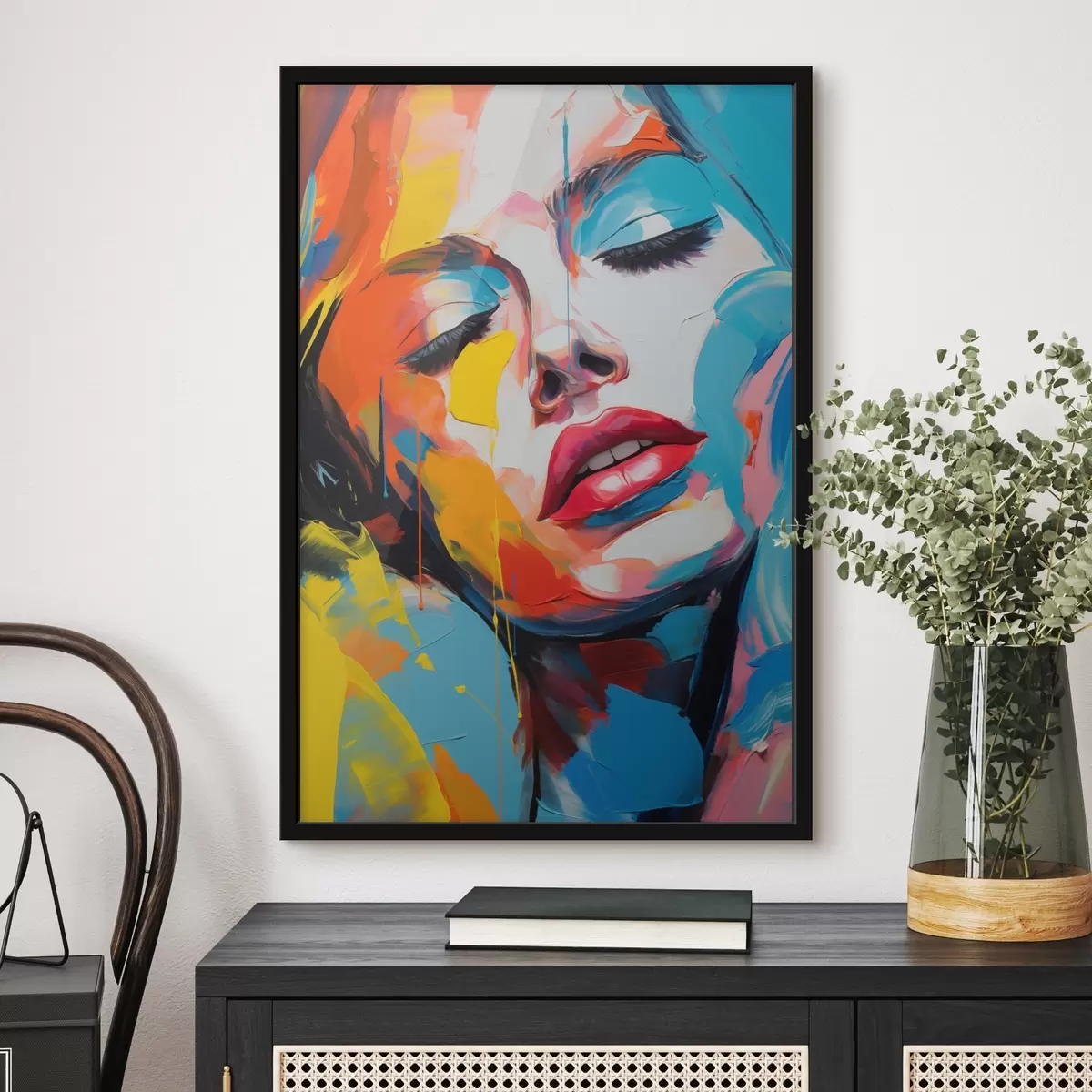 Poster Retrato abstracto de una mujer en colores expresivos f42935