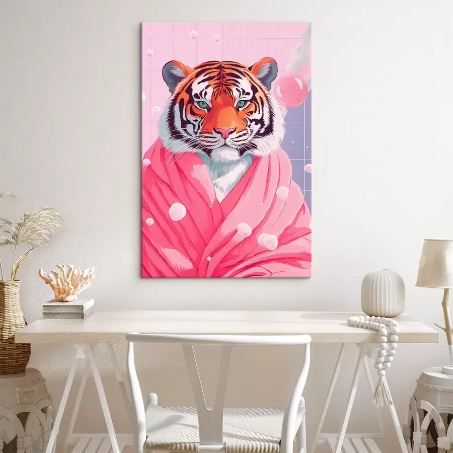 murales de pared Tigre en toalla rosa s42942
