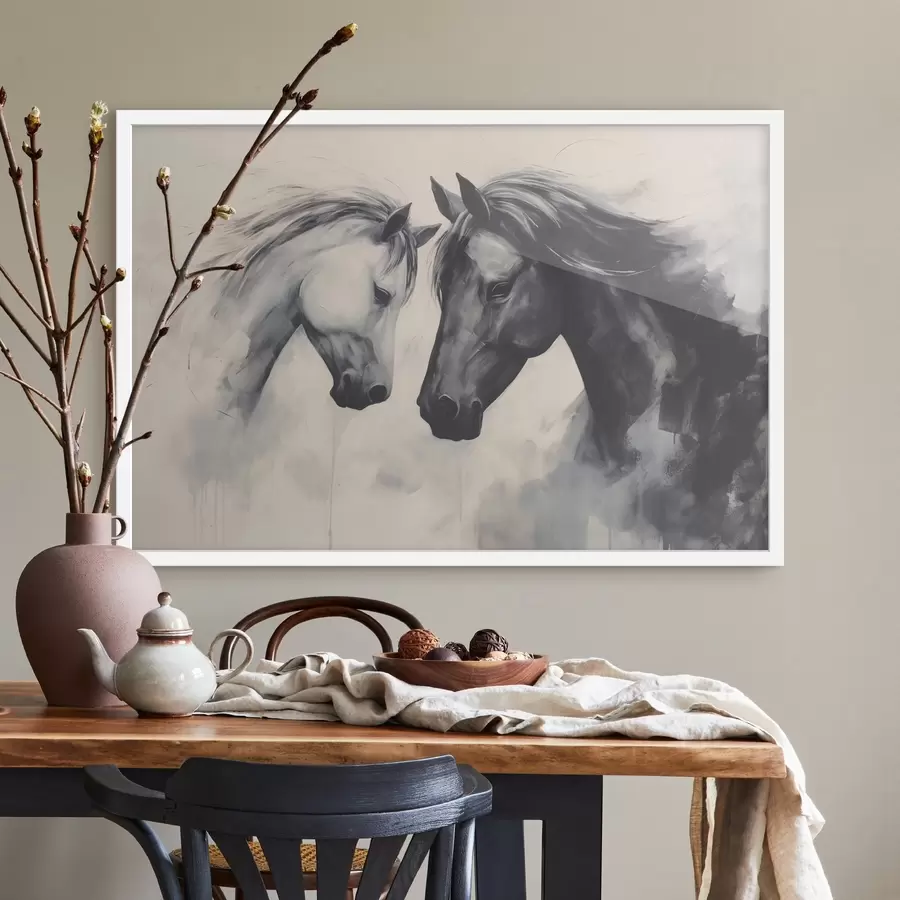 murales de pared Caballos blancos y negros f42955