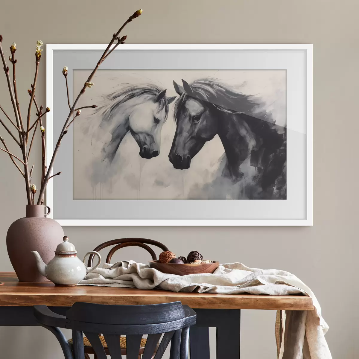 Poster Caballos blancos y negros f42955