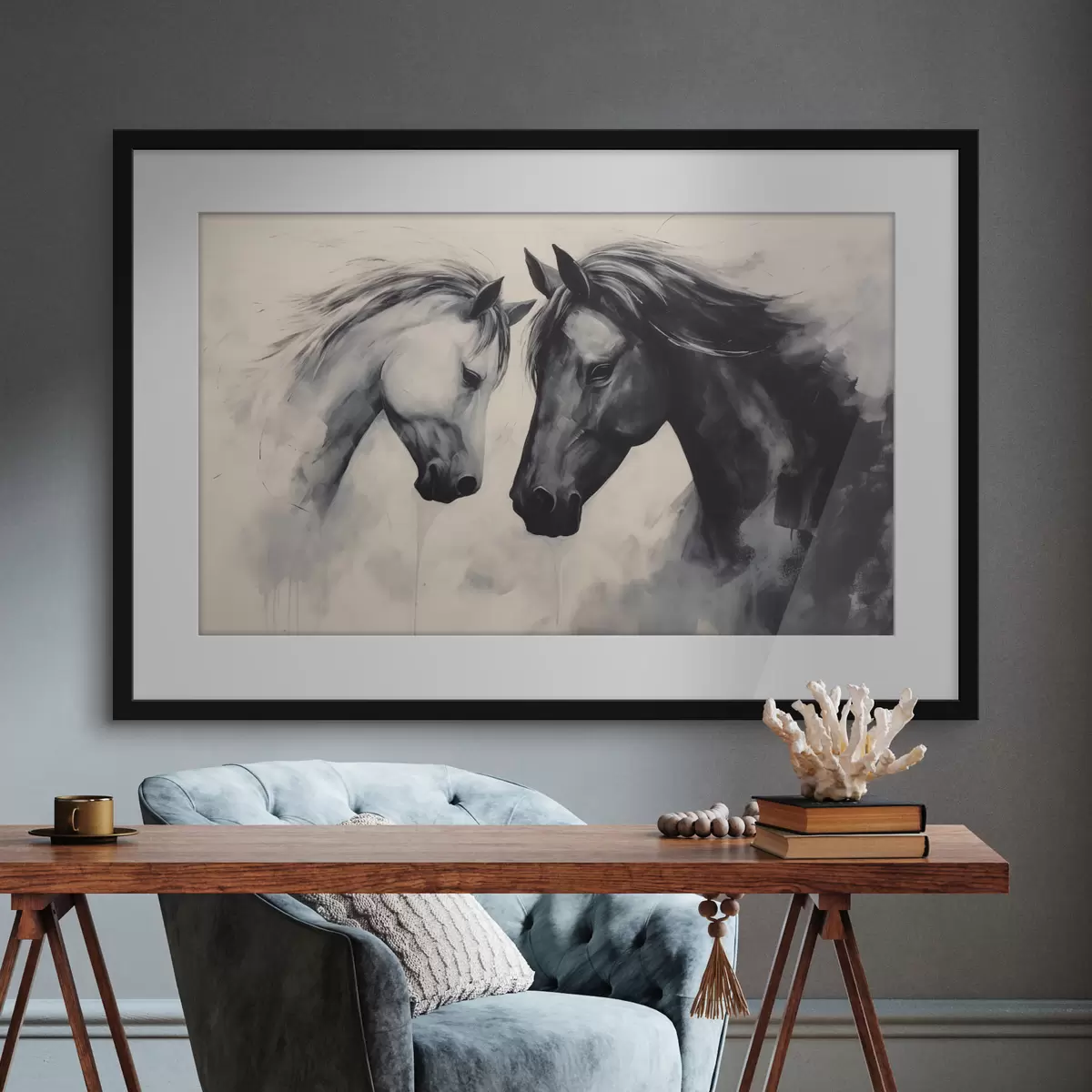 Poster Caballos blancos y negros f42955