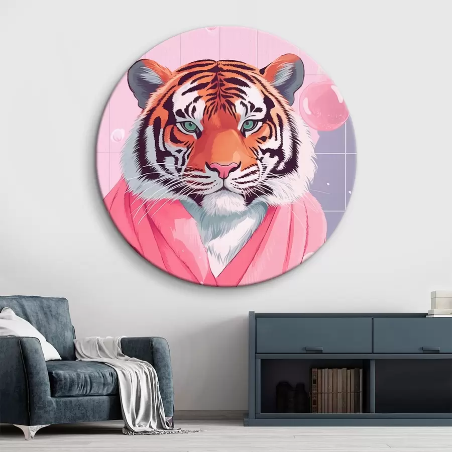 murales de pared Tigre en toalla rosa r42942