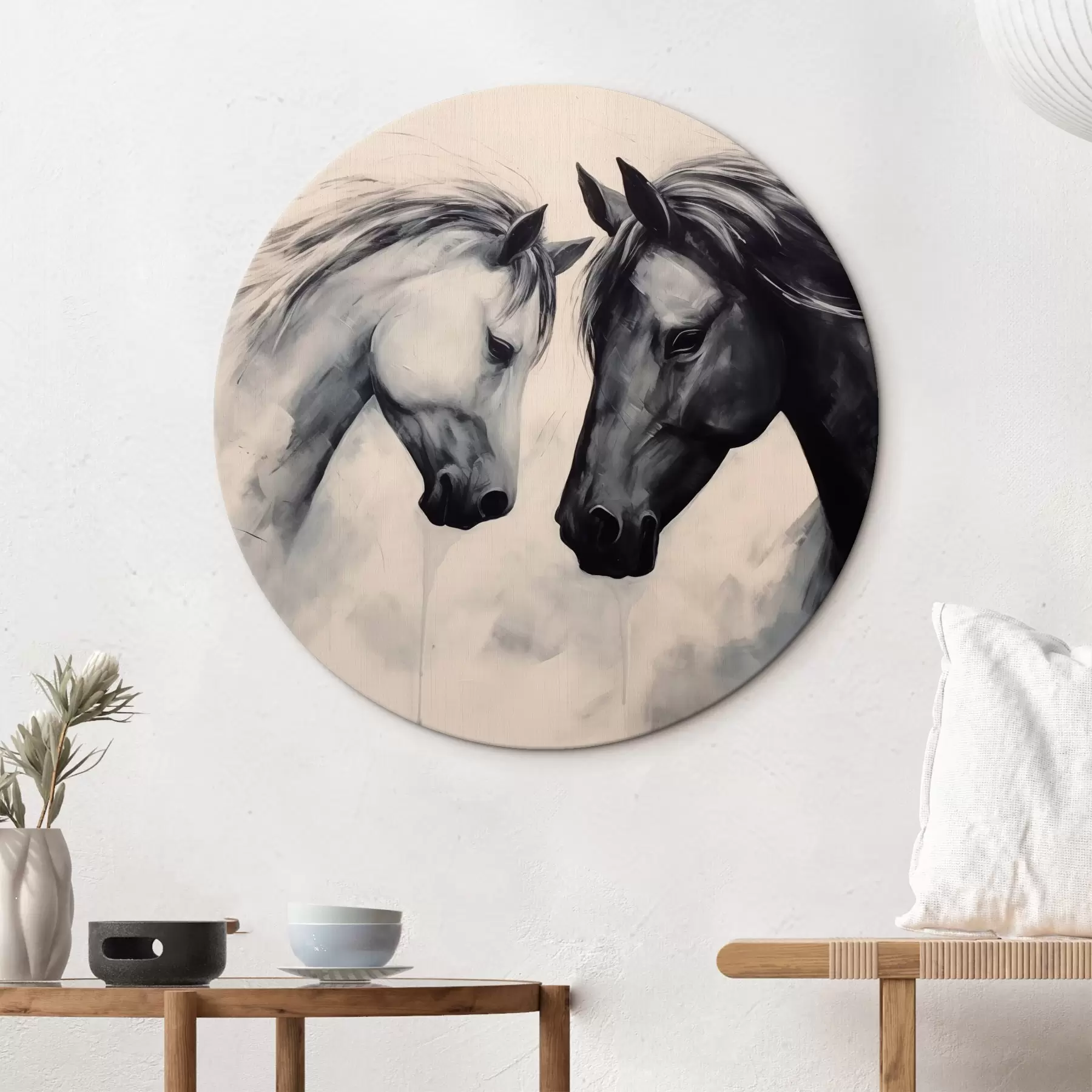 murales de pared Caballos blancos y negros r42955