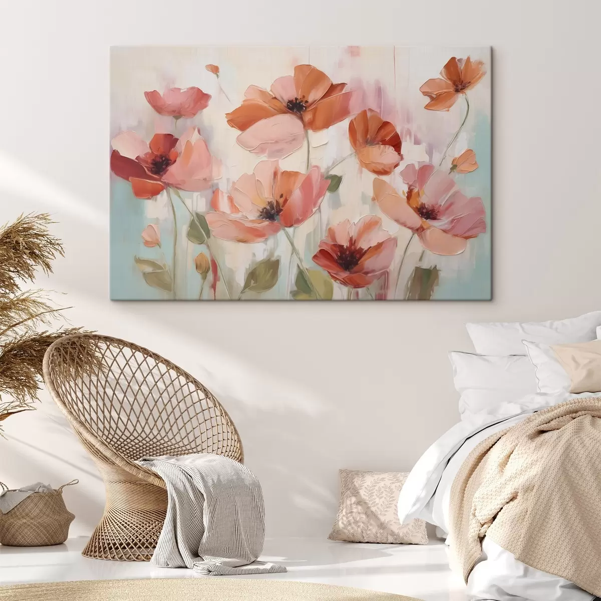 murales de pared Pintura abstracta imitación amapolas s42956