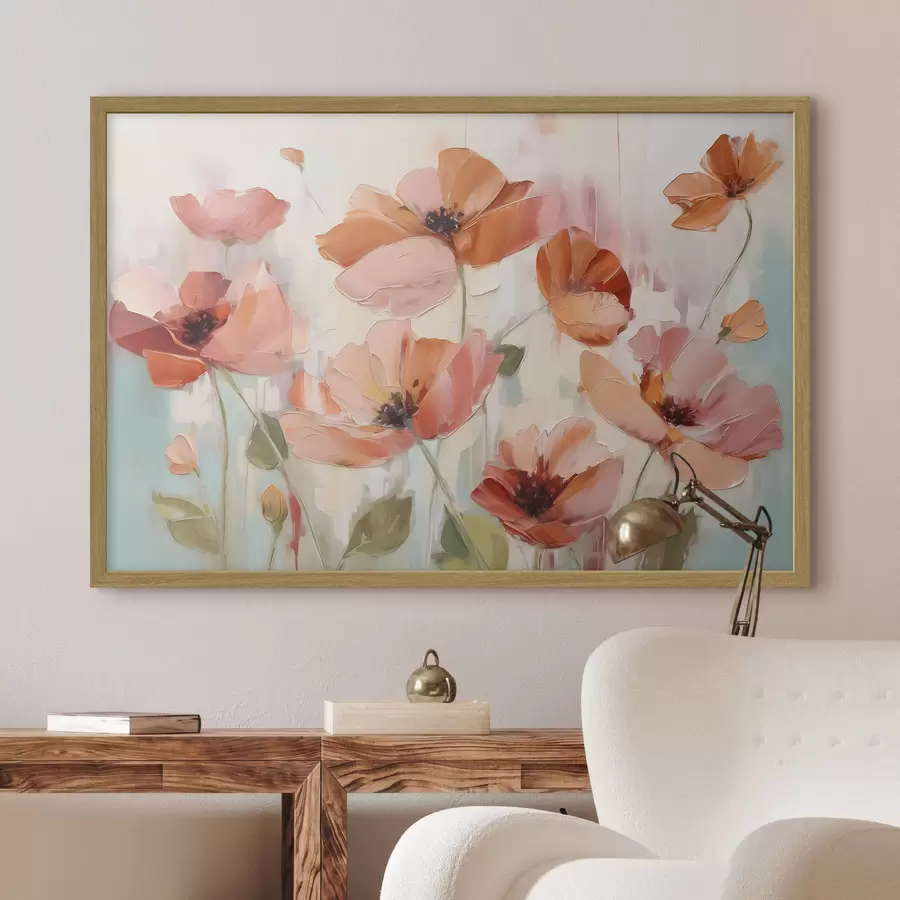 murales de pared Pintura abstracta imitación amapolas f42956