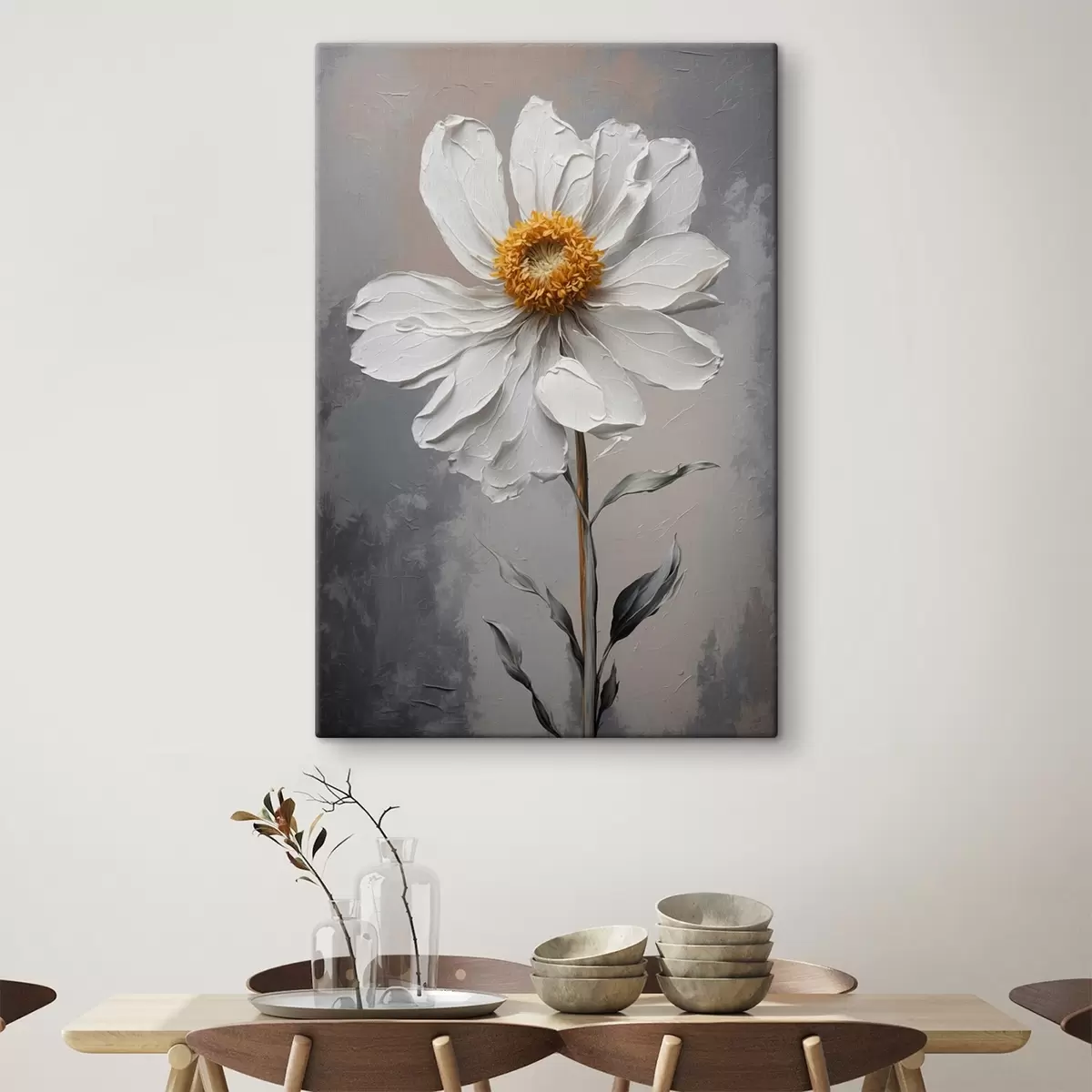 murales de pared Manzanilla sobre fondo blanco al óleo s42758