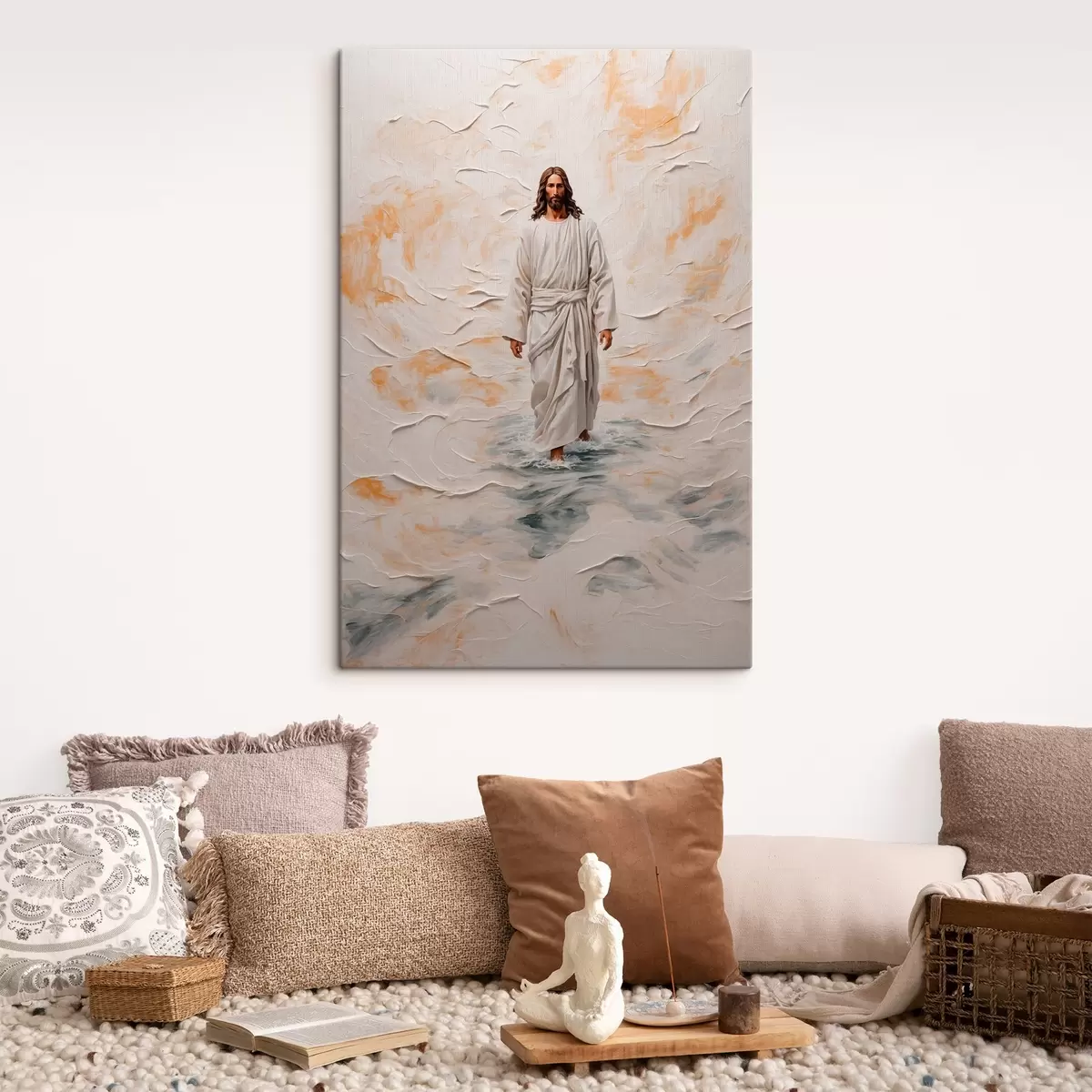 murales de pared Jesucristo caminando sobre el agua en la pintura al óleo de estilo s42769