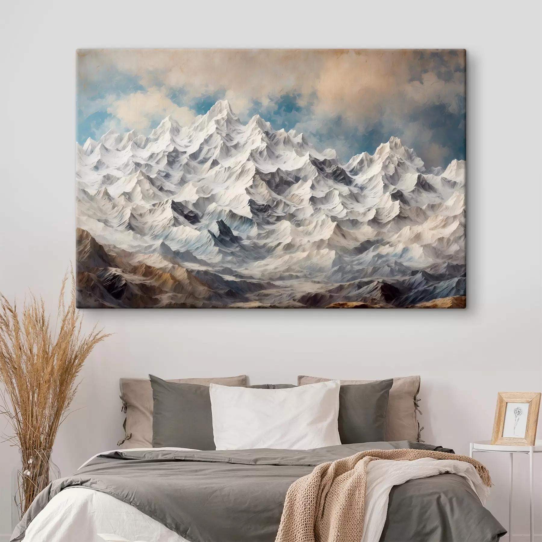 murales de pared Montañas nevadas en estilo de pintura acrílica s42775