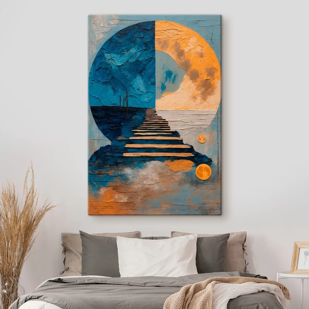 murales de pared Camino a dos fases de la luna en estilo de pintura al óleo s42776