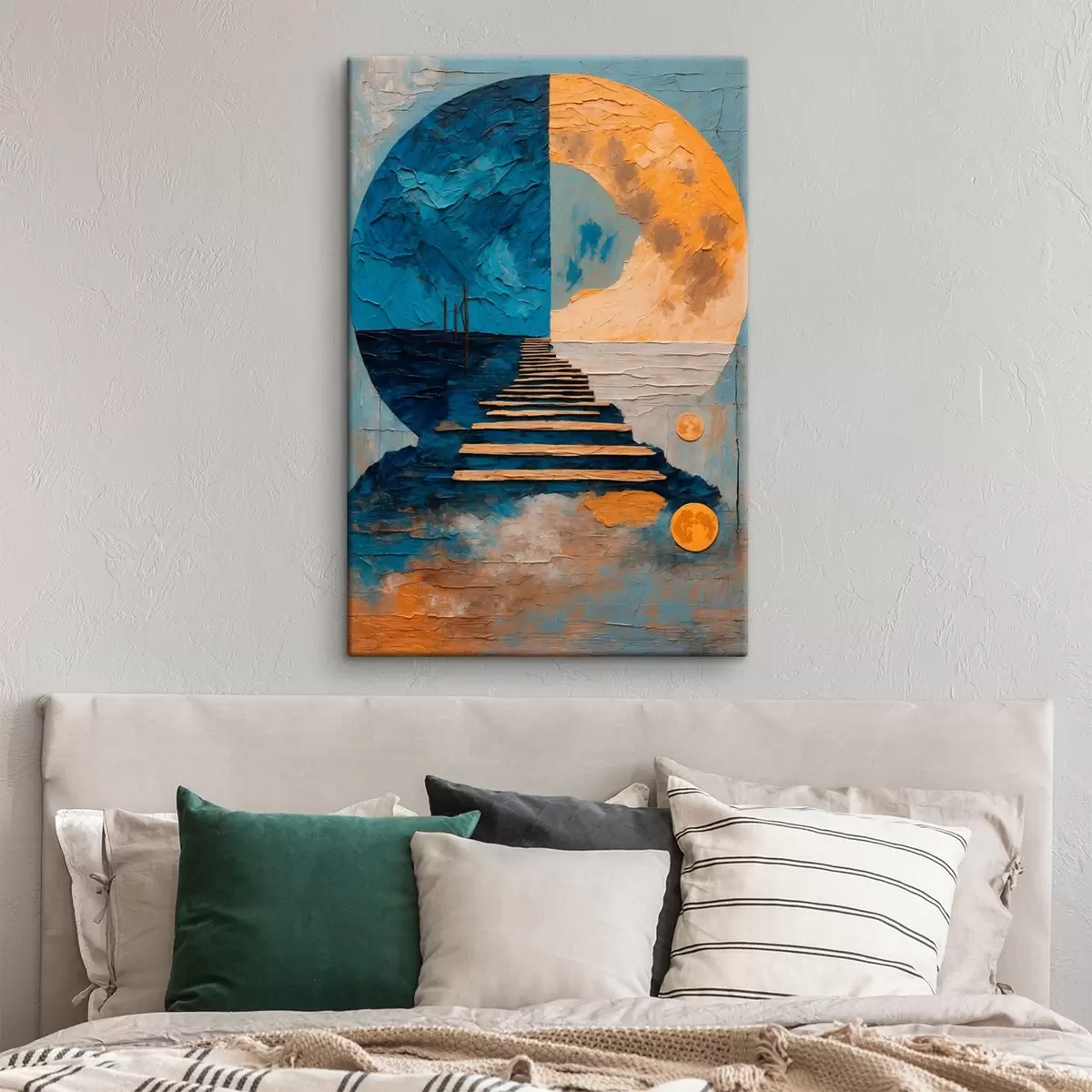 murales de pared Camino a dos fases de la luna en estilo de pintura al óleo s42776