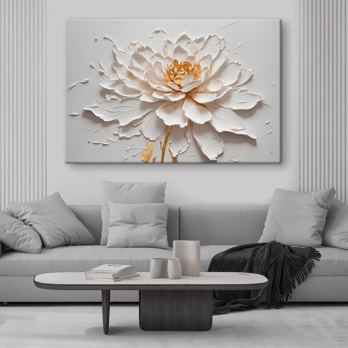 murales de pared Flor blanca al óleo s42777