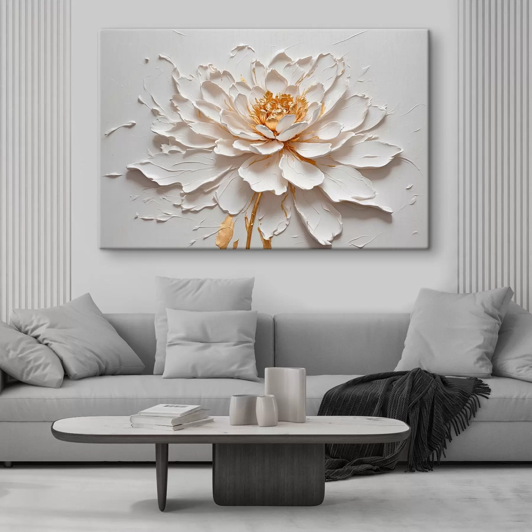 murales de pared Flor blanca al óleo s42777
