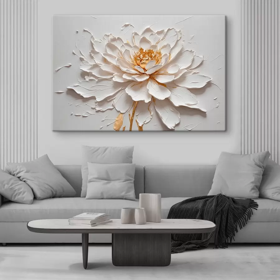 murales de pared Flor blanca al óleo s42777