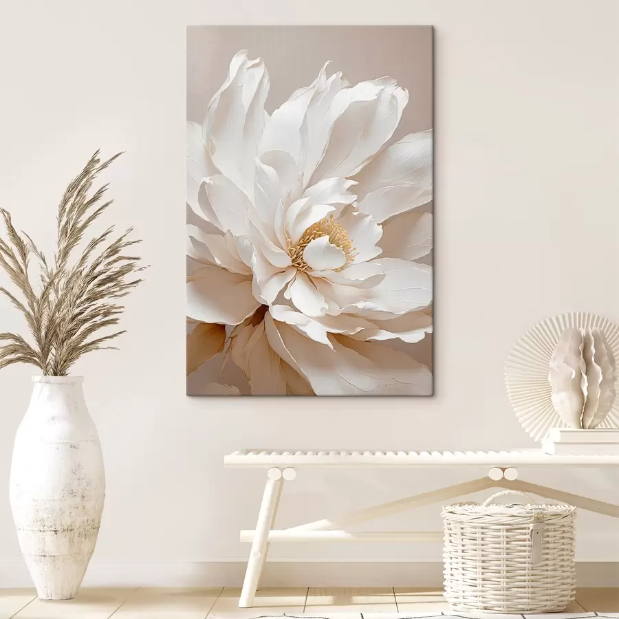 murales de pared Flor blanca sobre fondo beige s42778