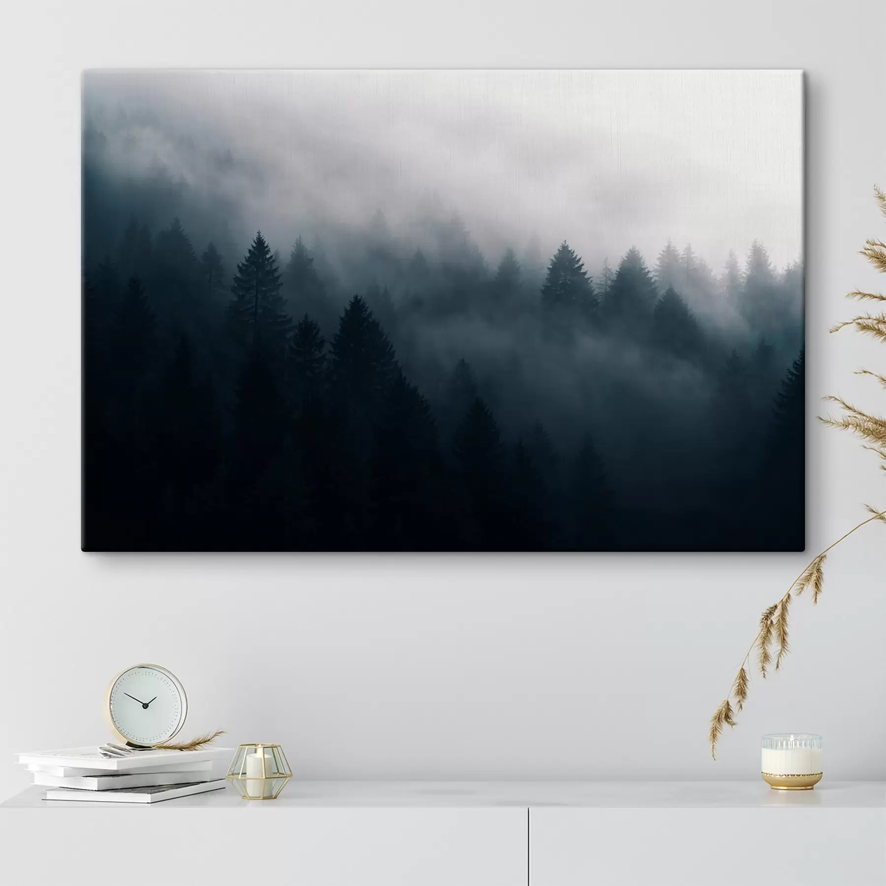murales de pared Bosque negro con niebla s42926