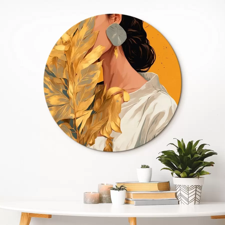 murales de pared Niña con hoja tropical r42765