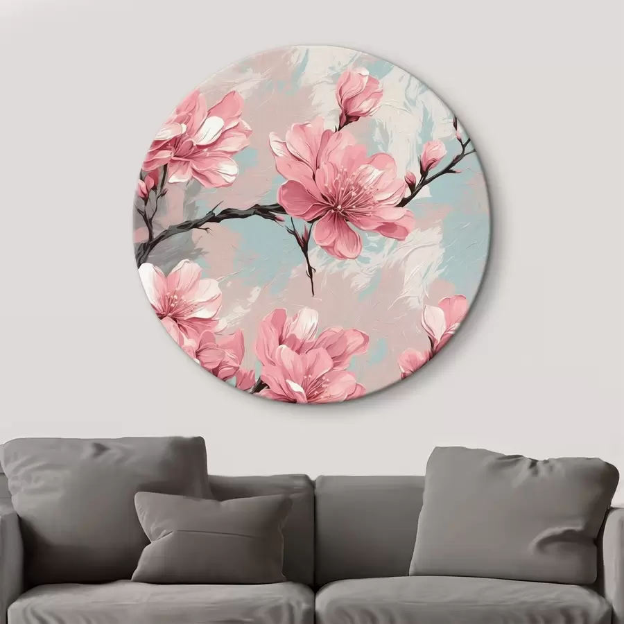 murales de pared Florr rosa y rtemr en pintura acrílica rtyle r42918