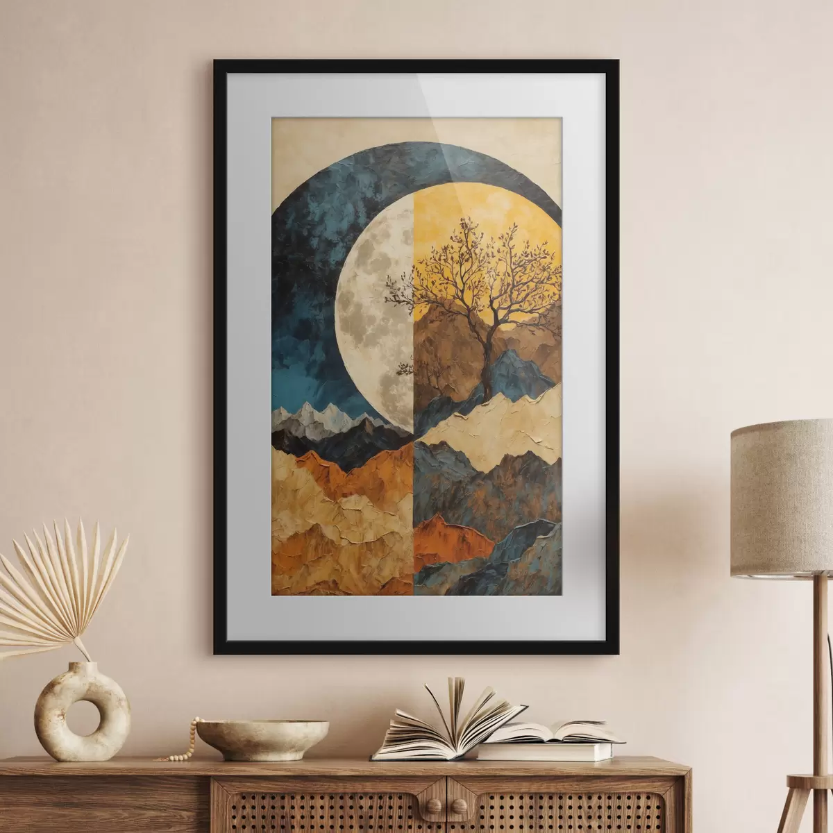 Poster Luna ámbar sobre las colinas f42770