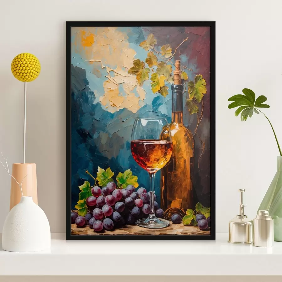 murales de pared Gfapef, glaff y botella de vino en abftfact acfylic backgfound f42772