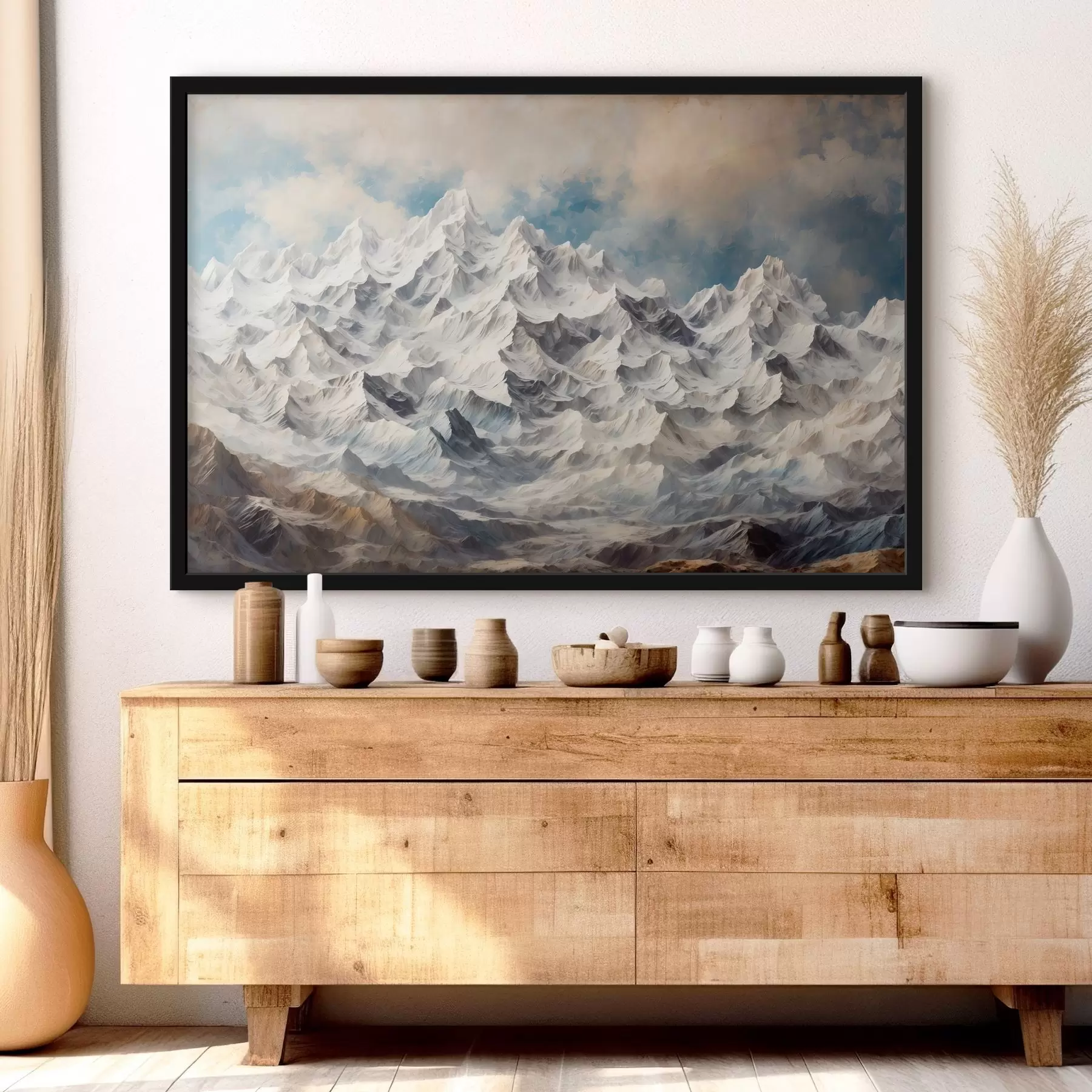 murales de pared montaña de nieve en estilo de pintura acrílica f42775