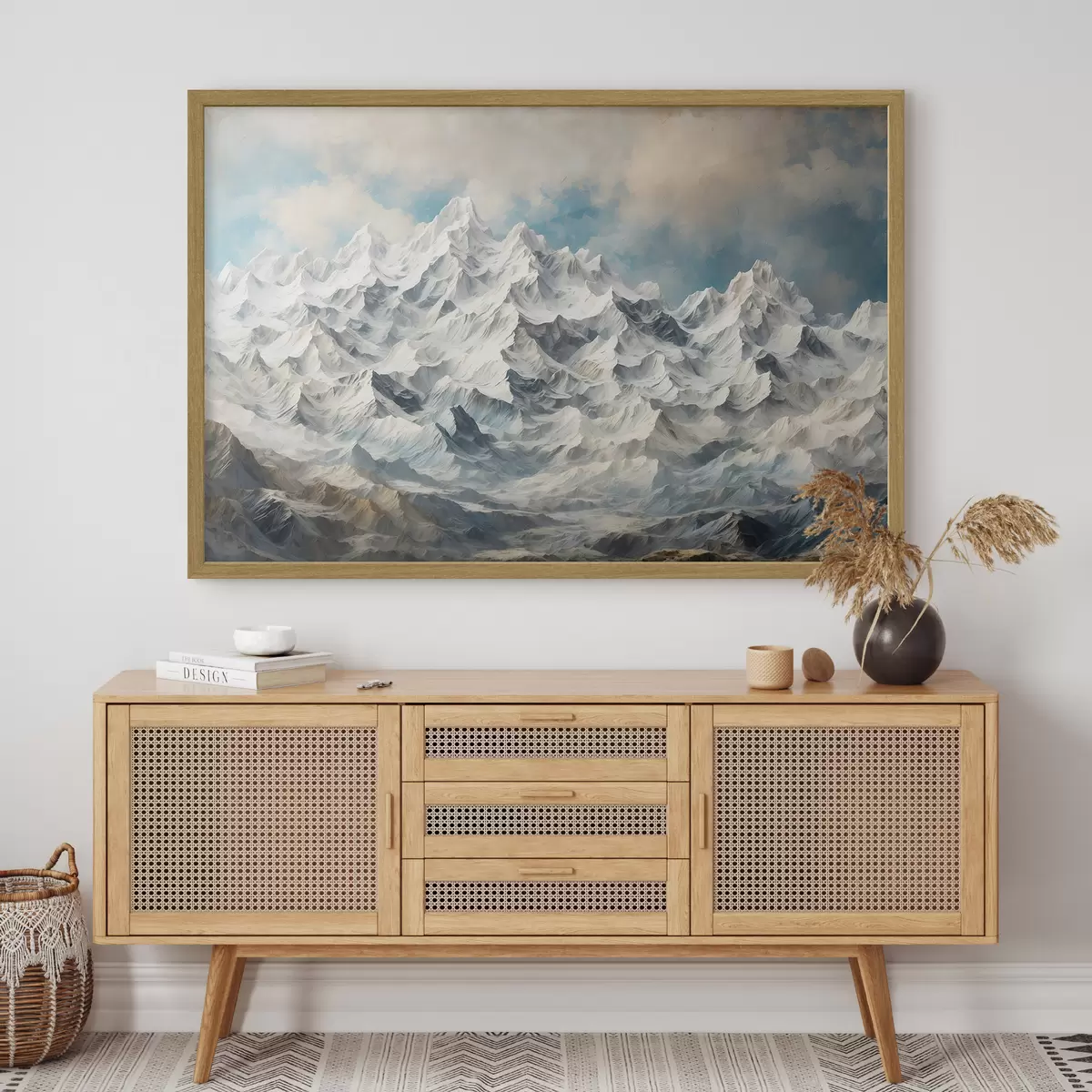 Poster montaña de nieve en estilo de pintura acrílica f42775