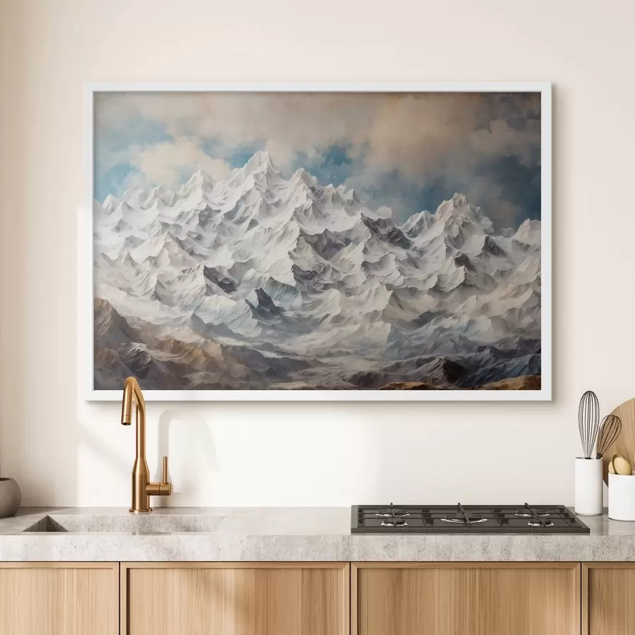 murales de pared montaña de nieve en estilo de pintura acrílica f42775