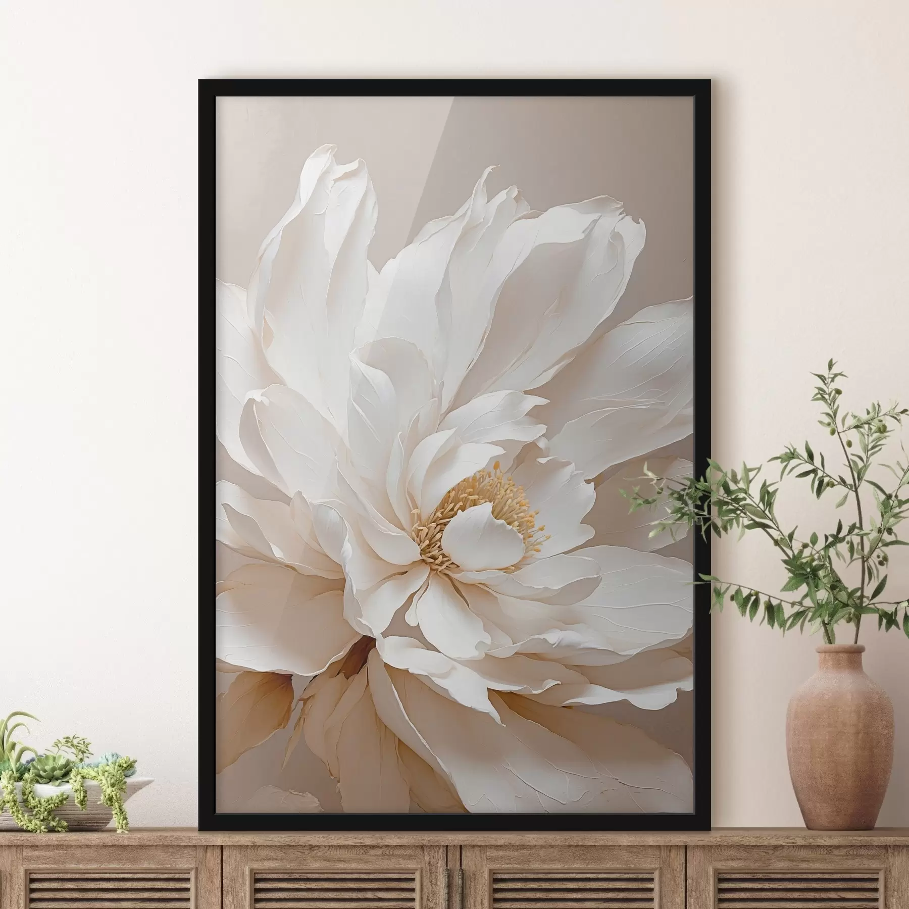 murales de pared Flujo blanco sobre fondo beige f42778