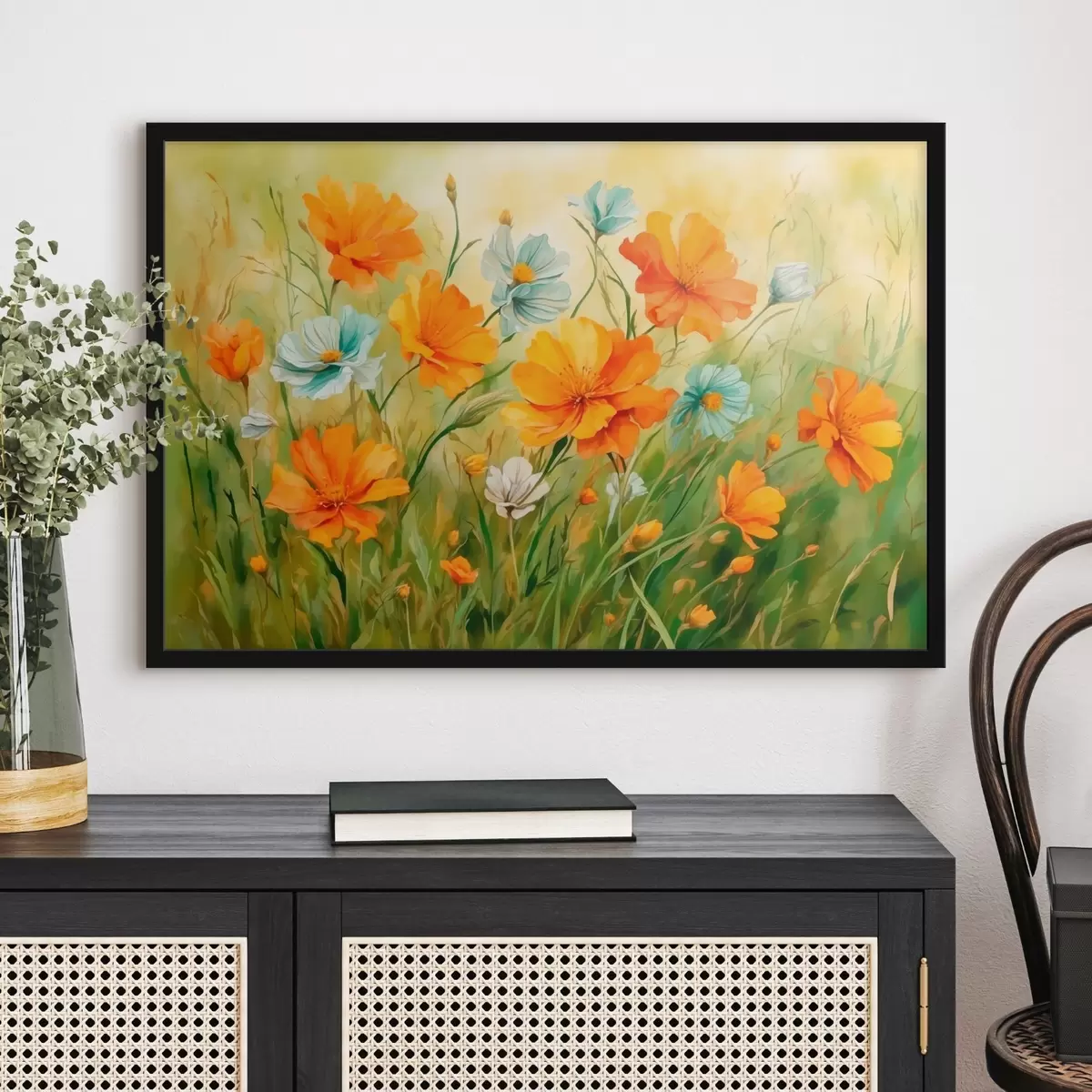 Poster Campo de floweff y plantf en watefcolof painting ftyle f42916