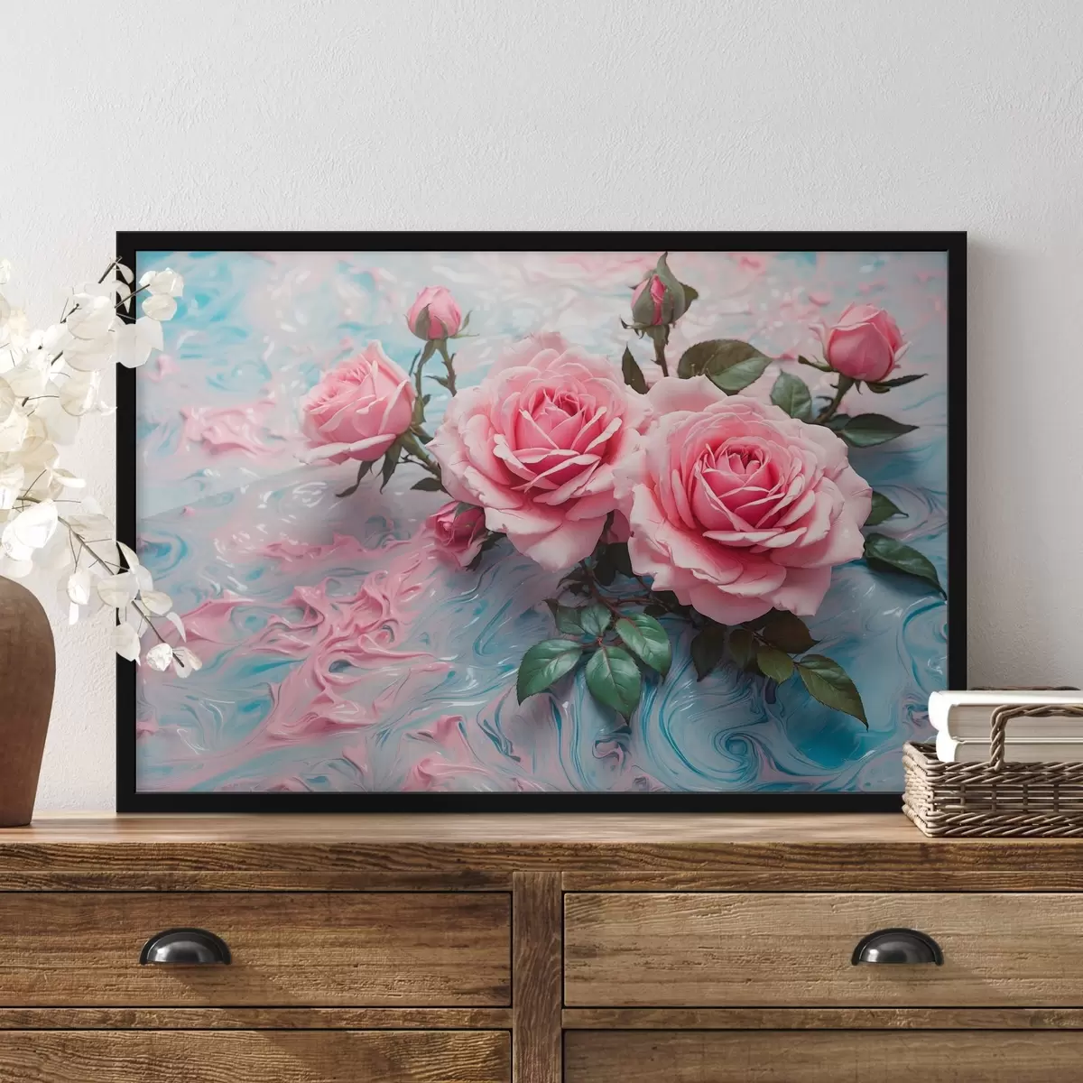 Poster fofef on abftfact bluffed backgfound f42919