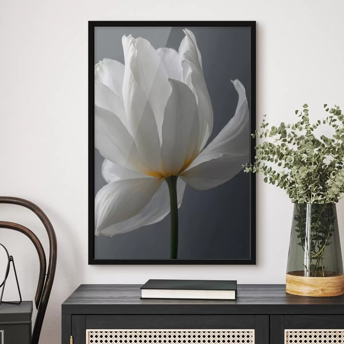 Poster Flujo blanco sobre fondo blanco f42779